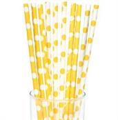 Yellow and White Dot Straws 