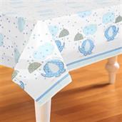 Umbrellaphants Blue Baby Shower Plastic Tablecover