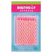 Pink Stripe Birthday Candles 