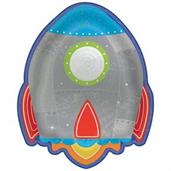 Blast Off Birthday Rocket Shaped Plates (8)