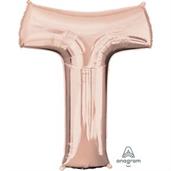 Jumbo Rose Gold Letter 32" Foil Balloon - T
