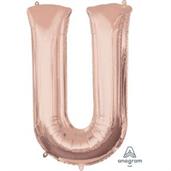 Jumbo Rose Gold Letter 33" Foil Balloon - U