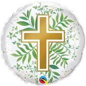 Golden Cross & Greenery 18" Foil Balloon