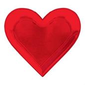Heart Shaped Red Foil Lunch Plates (8)