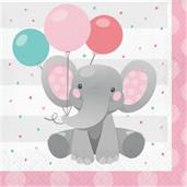 Pink Elephant Birthday Lunch Napkins (16)