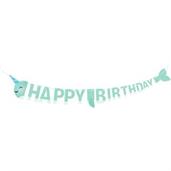 Happy Narwhal Birthday Ribbon Banner
