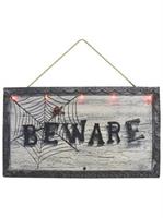 18.5 Inch Wide Animated Light Up Beware Sign