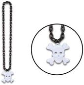 Chain Beads w/Skull & Crossbones Medal
