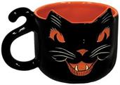 Vintage Halloween Ceramic Black Cat Mug