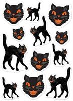 Vintage Halloween Black Cat Stickers