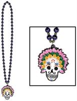 Beads w/Day Of The Dead Medallion