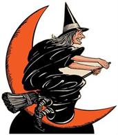 Vintage Halloween Witch & Moon Stand-Up