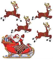 Vintage Christmas Santa & Sleigh Cutouts