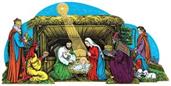 Vntg Xmas Gltrd Nativity SceneTable Dec