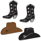 Foil Cowboy Hat & Boot Silhouettes