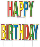 Plas Jumbo Happy Birthday Yard Sign Set
