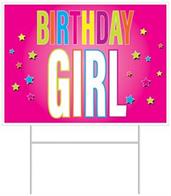 Plastic Birthday Girl Yard Sign