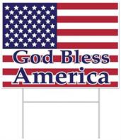 Plastic God Bless America Yard Sign