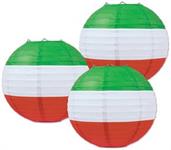Red, White & Green Paper Lanterns