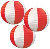 Red & White Stripes Paper Lanterns