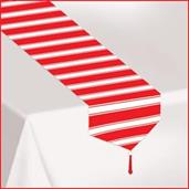 Printed Red & White Stripes Table Runner