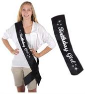 Glittered Birthday Girl Satin Sash