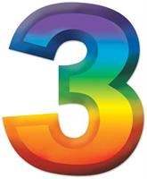 Multi-Color Plastic 3-D Number "3"