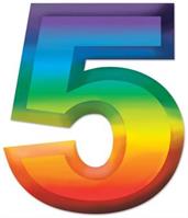 Multi-Color Plastic 3-D Number "5"