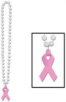 Beads w/Pink Ribbon Medallion