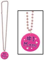 Beads w/Printed #1 Mom Medallion