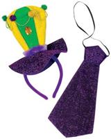 Mardi Gras Headband & Necktie Set