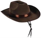 Faux Brown Leather Western Hat