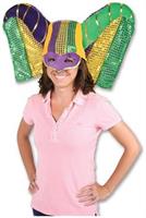 Masked Mardi Gras Hat w/Sequined Drape