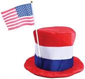 Plush Patriotic Top Hat w/American Flag