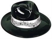 Black Plastic Fedora w/Music Band