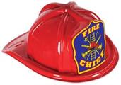 Red Plastic Fire Chief Hat