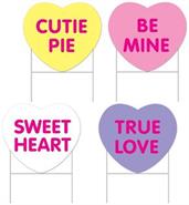 Plastic Candy Heart Yard Signs