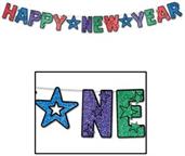 Glittered Happy New Year Streamer