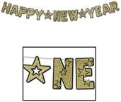 Glittered Happy New Year Streamer