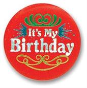 Red It's My Birthday Satin Button