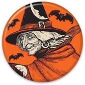 Vintage Halloween Classic Witch Button