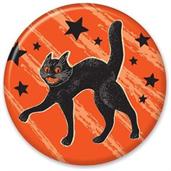 Vintage Halloween Scratch Cat Button