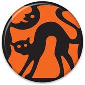 Vintage Halloween Cat Silhouette Button