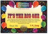 It's The Big One Certificate