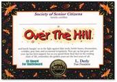Over The Hill Certificate