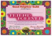 Friend Forever Certificate