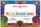 World'S Greatest Lover Certificate