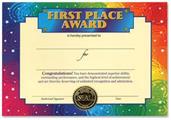 First Place Award Certificate