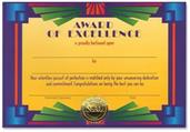 Award Of Excellence Certificate