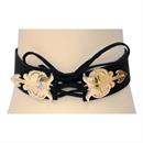 SUEDE CHOKER W/GD METAL TRIM